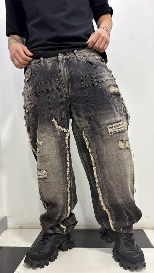 JEANS RIPPED FLAME