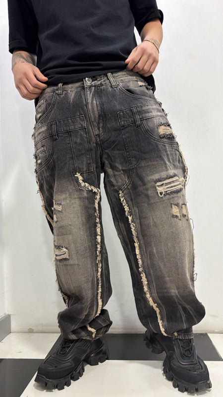 JEANS RIPPED FLAME